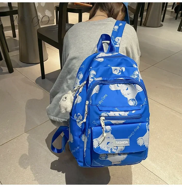 Mochila escolar estampada para estudiantes, bolsa de viaje de gran capacidad, bolsa de ordenador para estudiantes de secundaria japonesa Simple