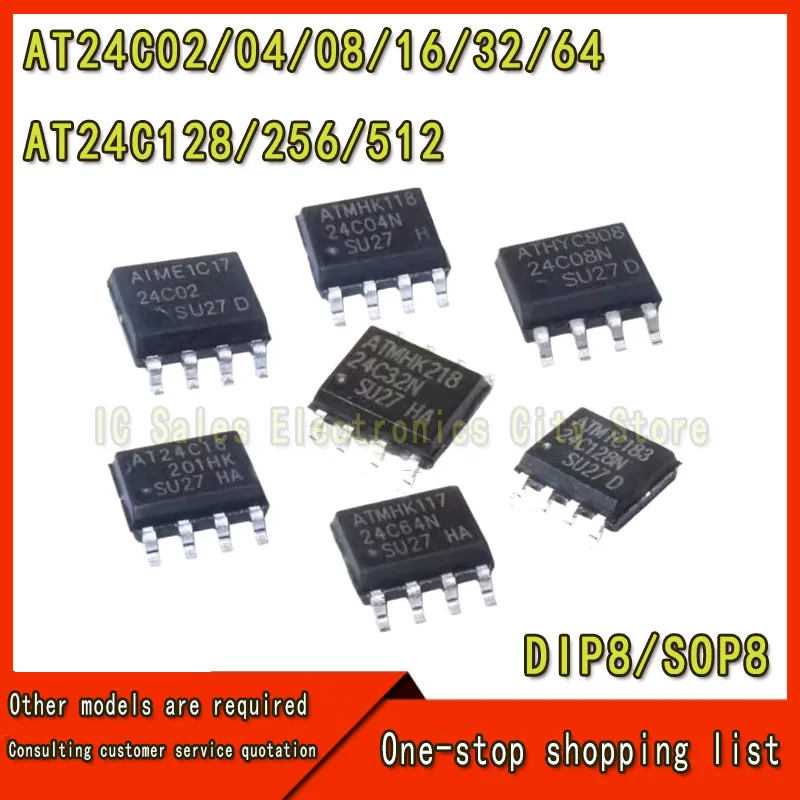 AT24C02/04/08/16 24c32 24c64 24c128/256/512 memory chip EEPROM 10 unidades