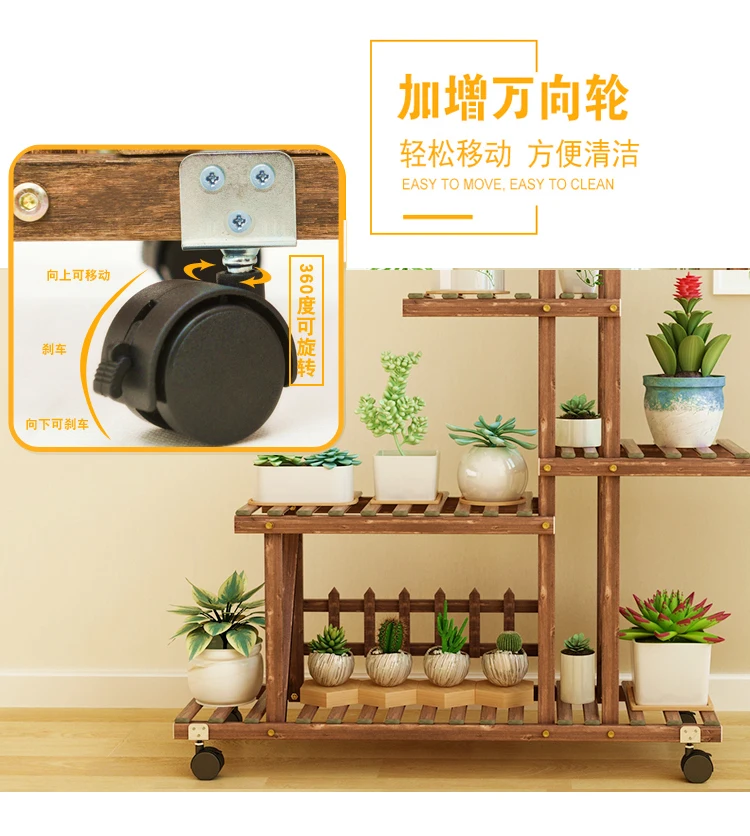 Multilayer Plant Stand Pine Wood Succulent Pots Planter Display Rack Balcony Potted Flower Rack Shelf Indoor Outdoor