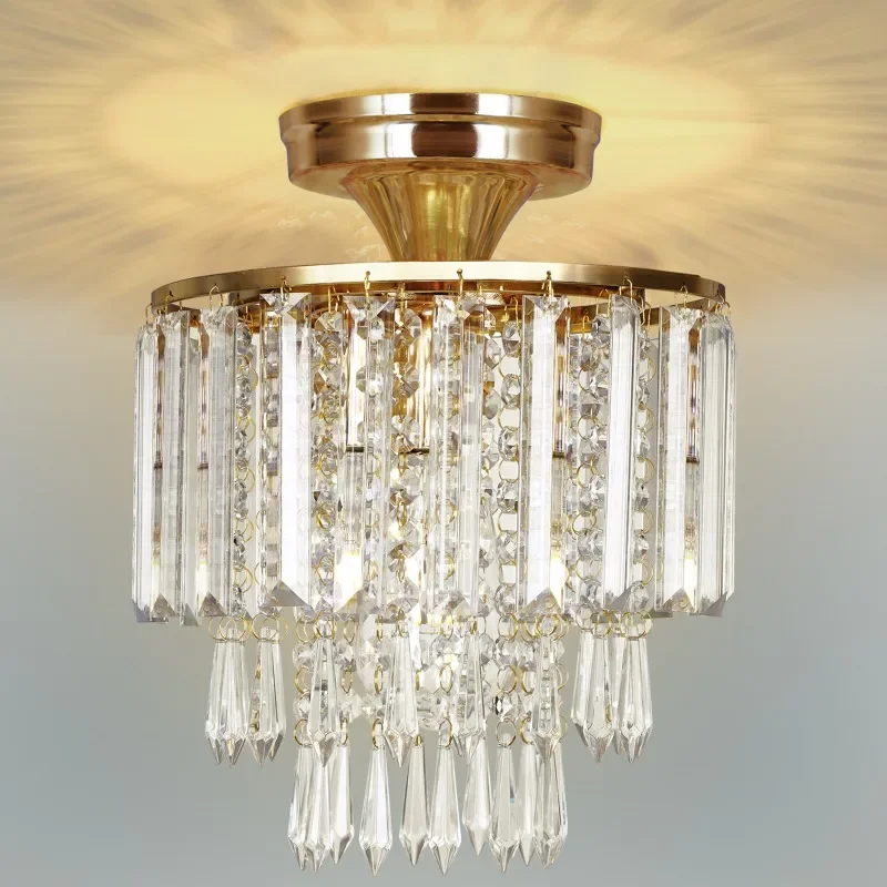 

Three-layer Crystal Hanging Piece Tassel Round Bedroom Living Room Ceiling Light