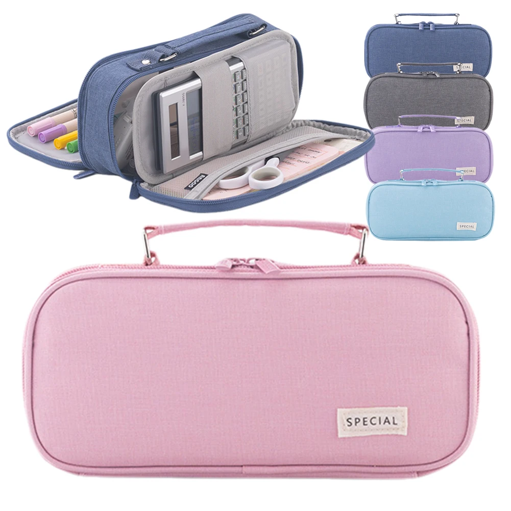 

Эстетичный пенал-косметичка с ручкой, органайзер для художественных принадлежностей и скетчей, школьные принадлежности с отделениями для подростков (девочек и мальчиков)