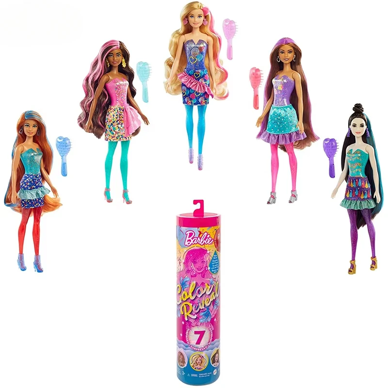 Muñecas Barbie Reveal de Color Original, accesorios para muñecas Chelsea, cola de caballo para niñas, juguetes sorpresa de decoloración para niños, cambio de vestido