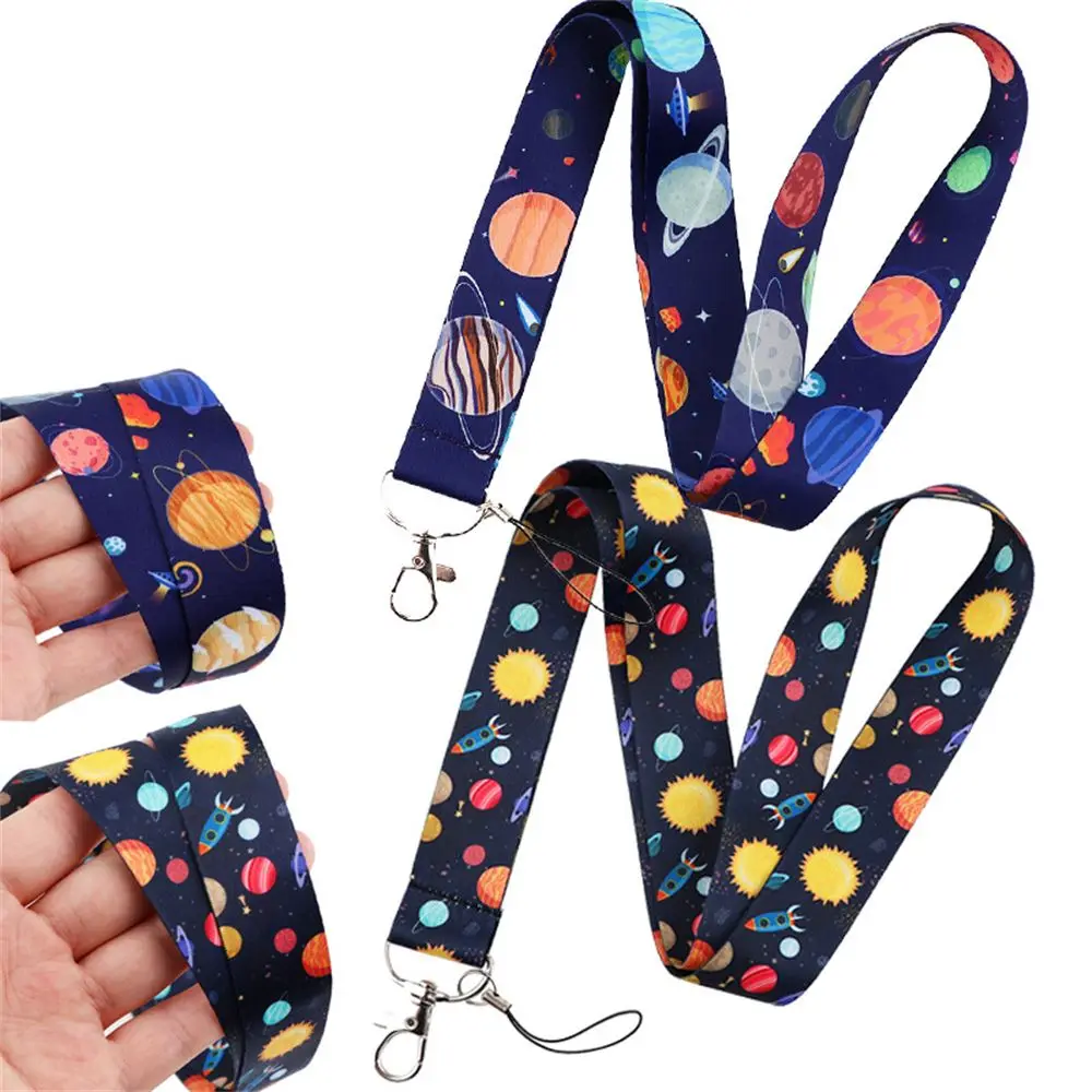 ID Badge Holder Key Ring Holder Planet Phone Ribbon Saturn Venus Art Print Earth Sun Moon Neck Straps Solar System Lanyards