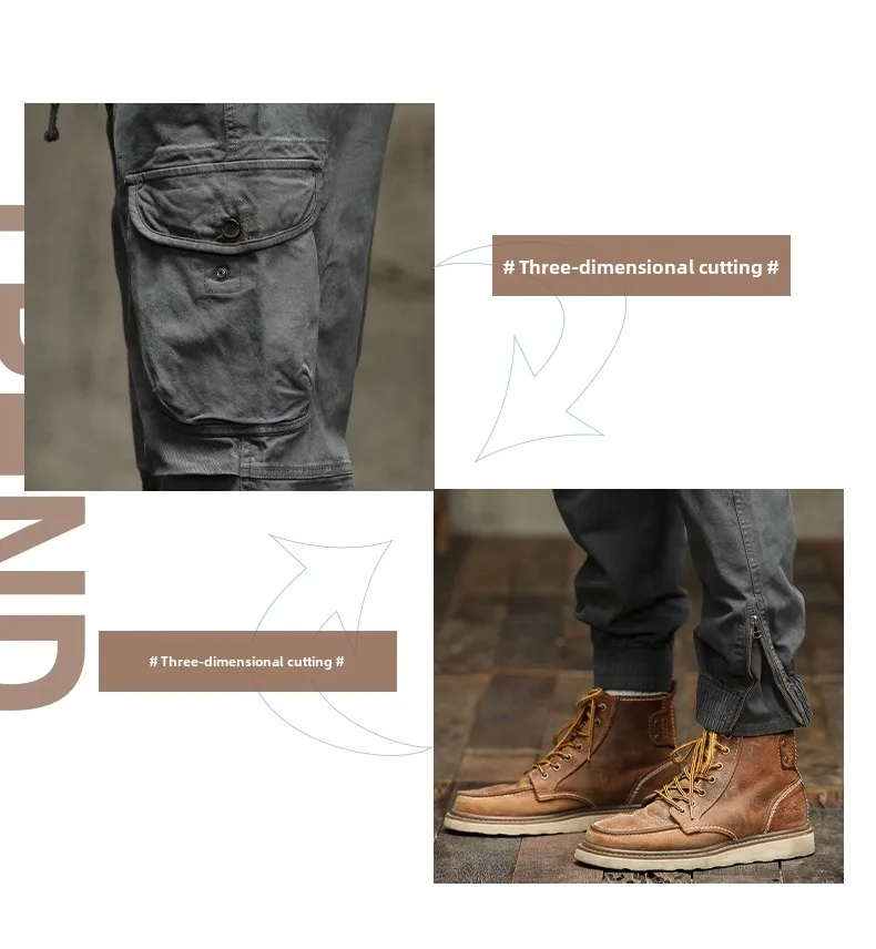 Men's Cargo Pants 2024 Autumn Winter New Solid Color Plus Size Multi-pocket Outdoor Adventure Slacks Men's Thickening Sweatpants