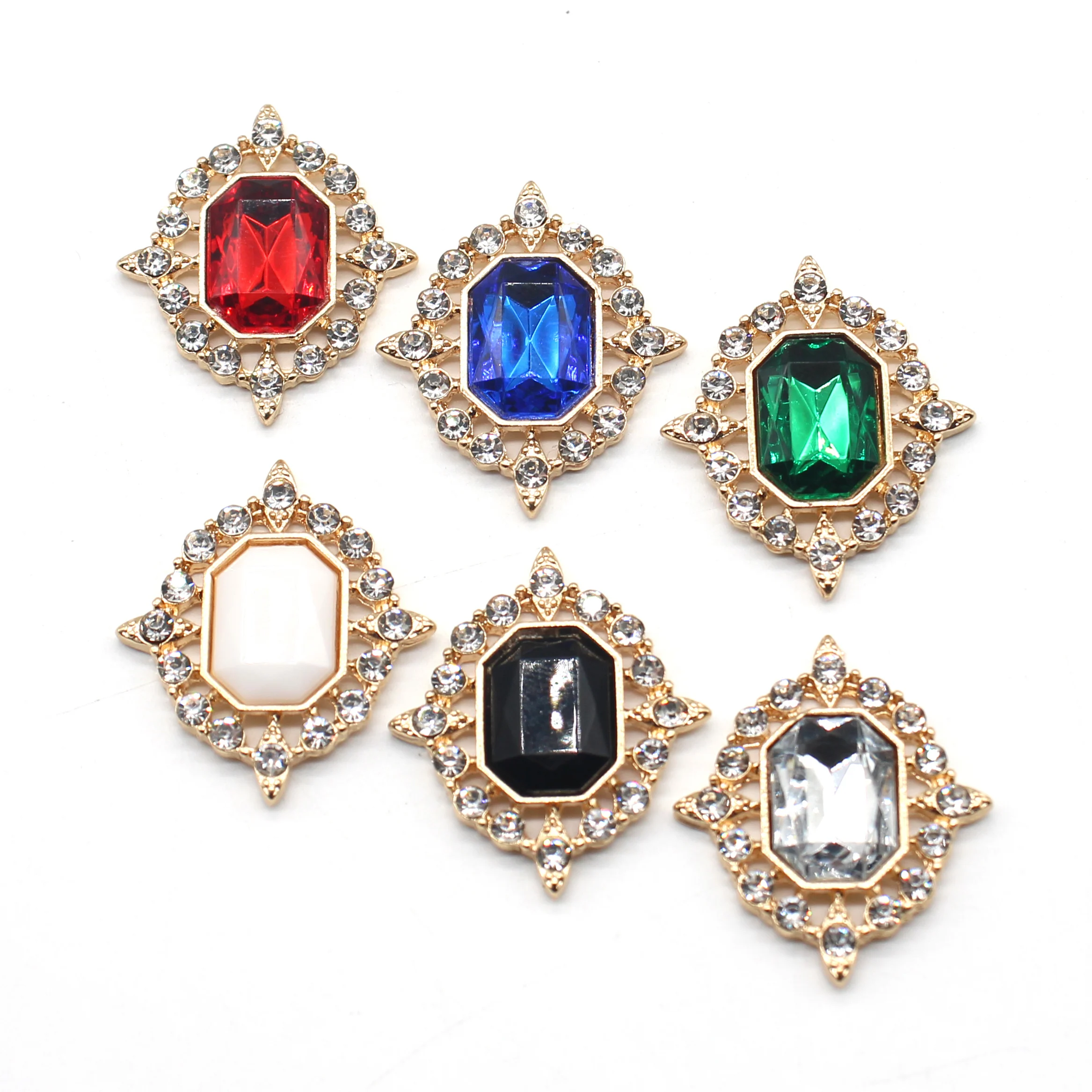 10pcs/batch 28*32mm Alloy Rectangle Acrylic Hollow Rhinestone Accessories DIY Handmade Beautiful Garment Decorative Accessories