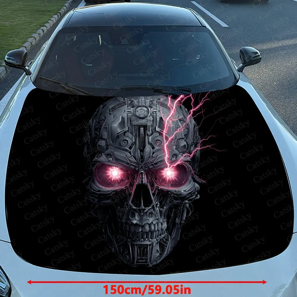 Demon Eye Skull Car Hood Decal - Durable Self-Adhesive PVC Sticker For Cars, Motorcycles, And Trucks,Vehicle Hood Decoration