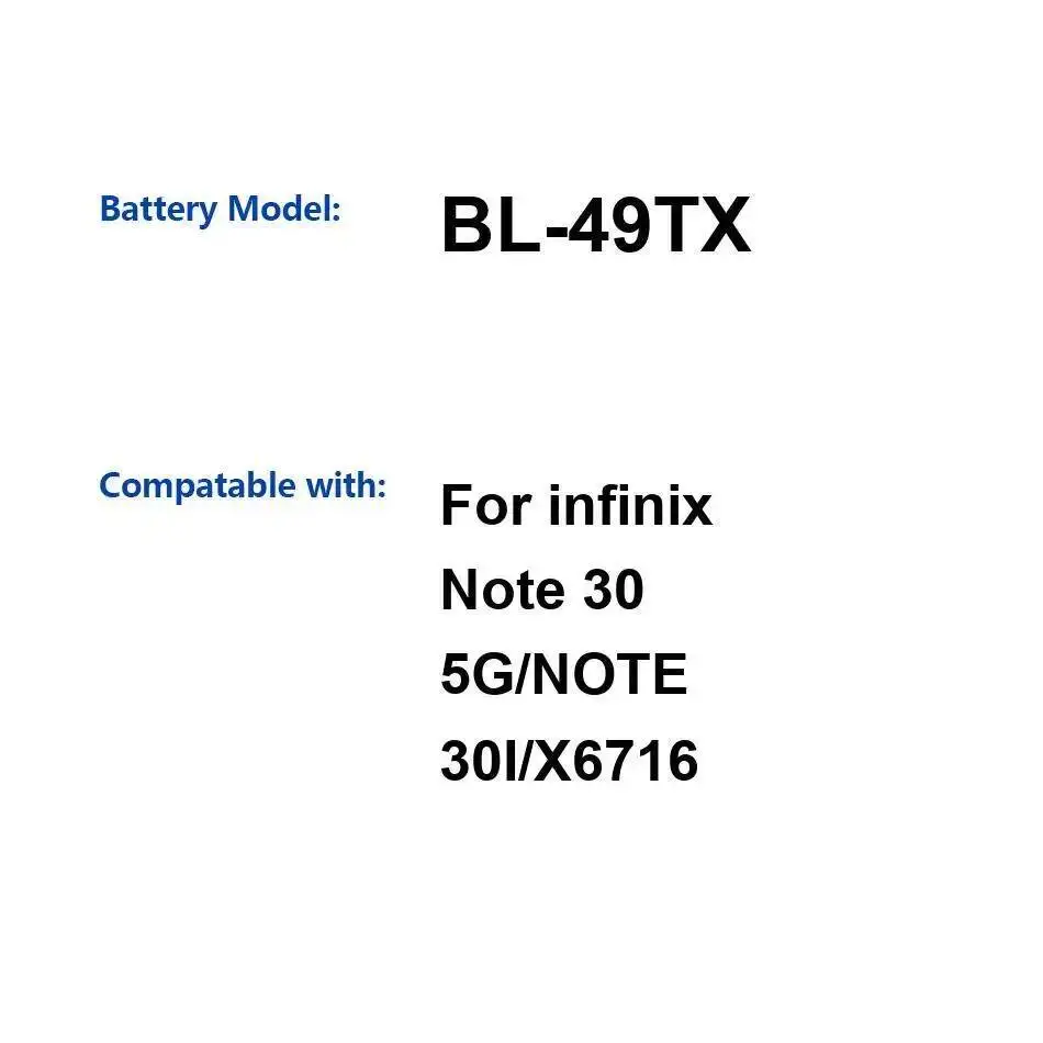 

Легкий аккумулятор для мобильного телефона BL-49TX для Infinix Note 30 5G 30I X6716 5000 мАч