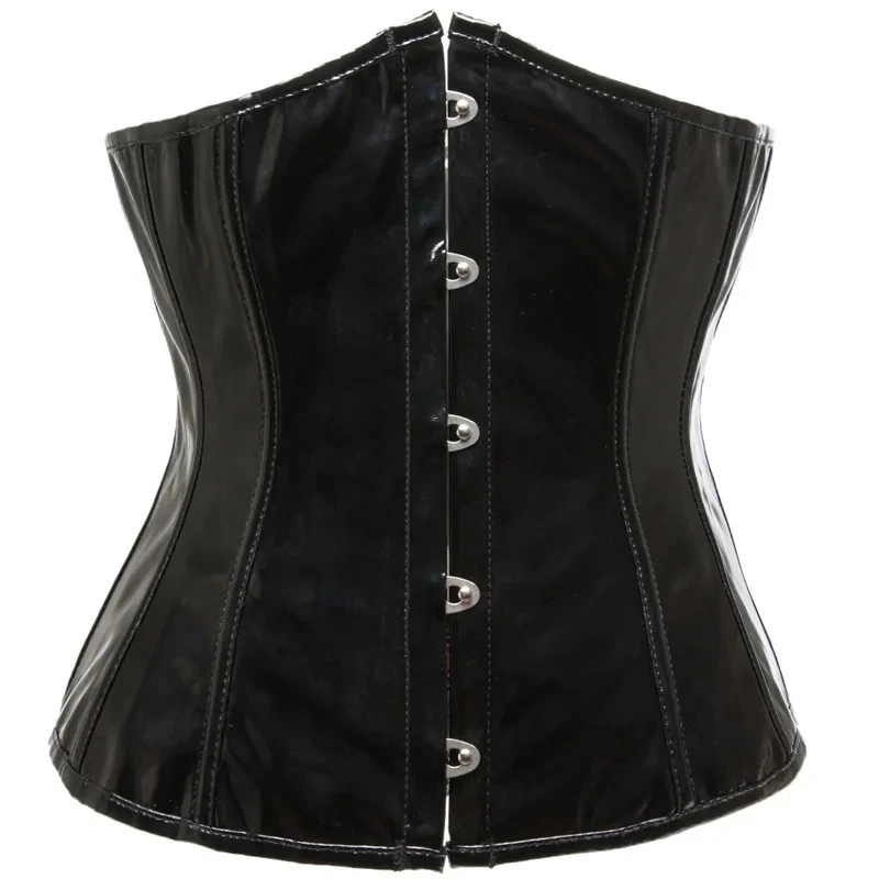 5 Buttons Pink Pu Underbust Corset