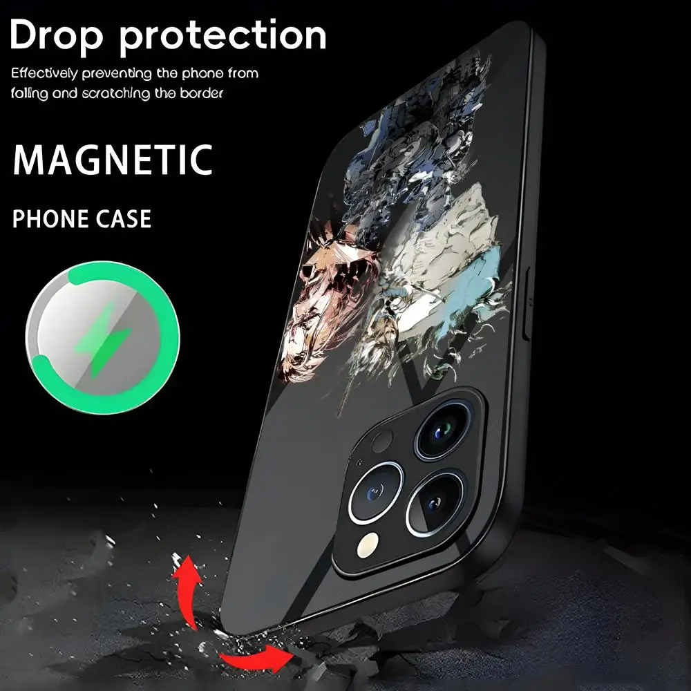 

G-Game M-Metal G-Gear S-Solid Phone Case for iphone 15 14 13 11 12 Pro Max mini Plus Magnetic glass phone Cover