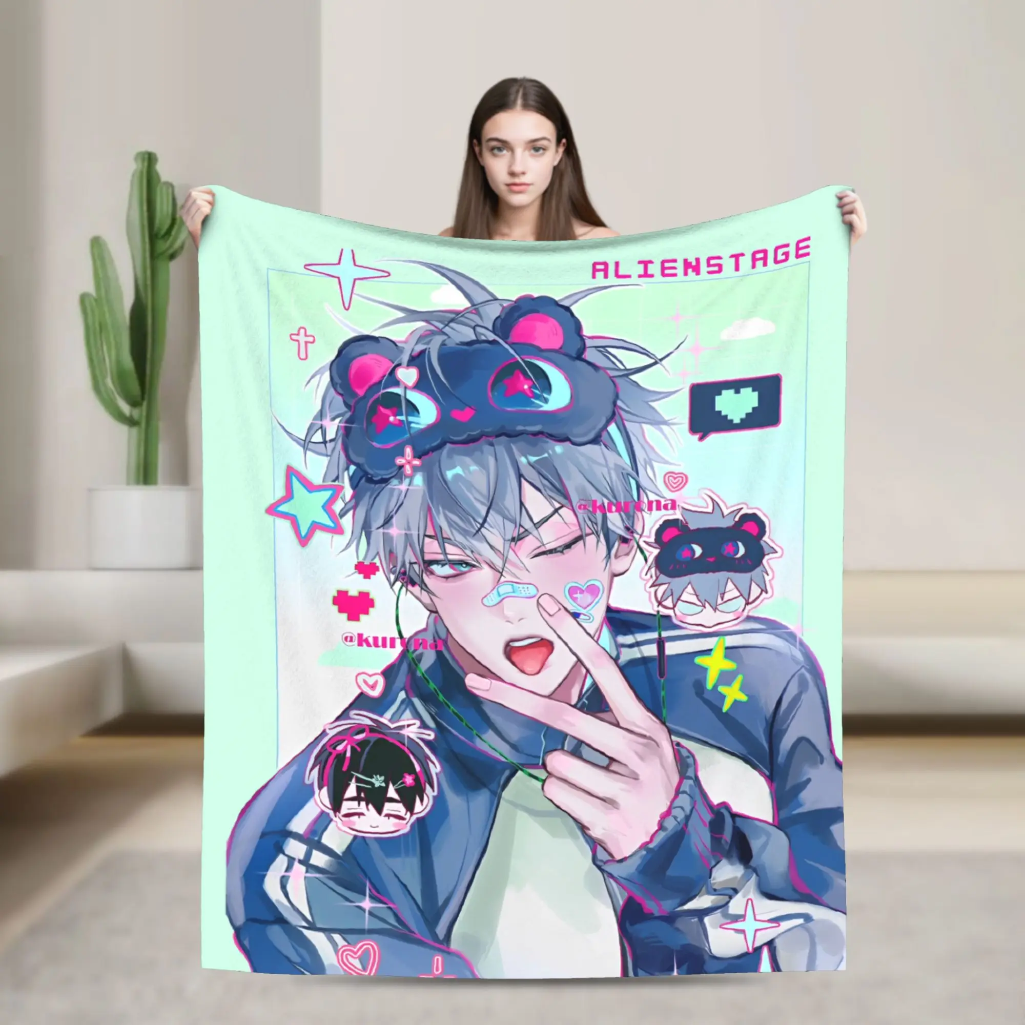 Alien Stage Blanket Velvet  Till Ivan Cartoon Multi-function Lightweight Thin Throw Blankets for Sofa Travel Plush Thin Quilt