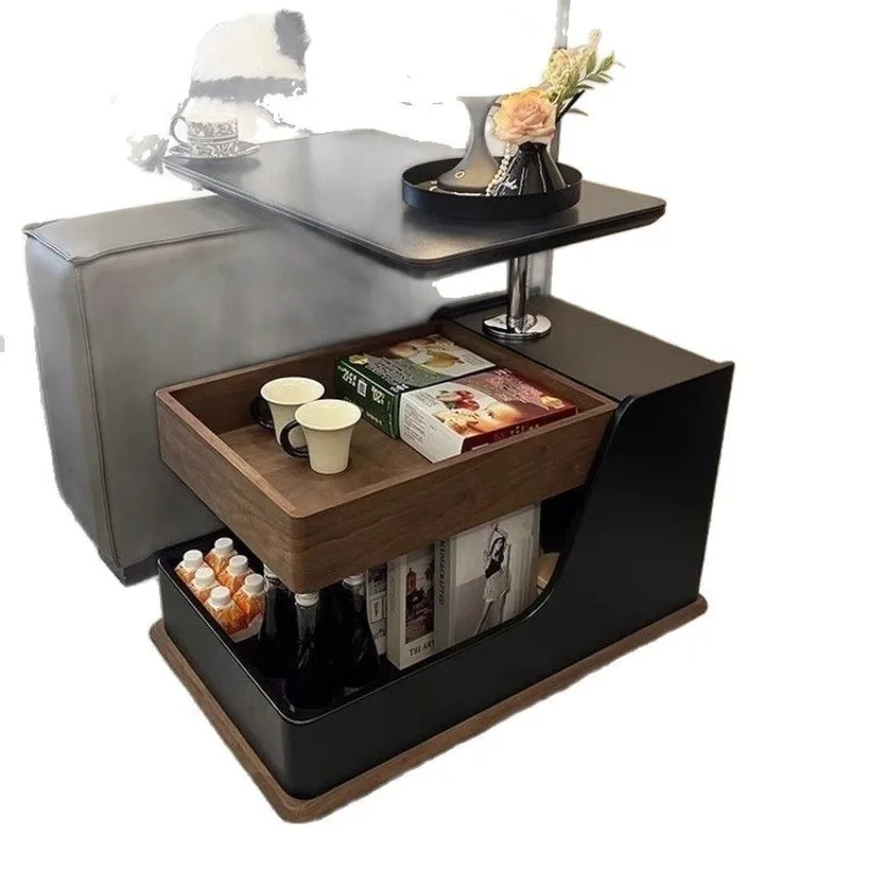 

Mobile coffee table small apartment living room lifting multi-functional side cabinet sofa cart simple modern