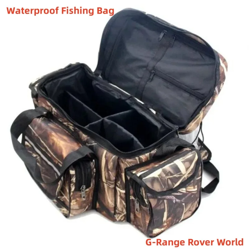 New 50*30*25cm Waterproof Fishing Bag Nylon Large Capacity Multi-Purpose Fishing Tackle Bag Two-Layer Outdoor Shoulder Bags