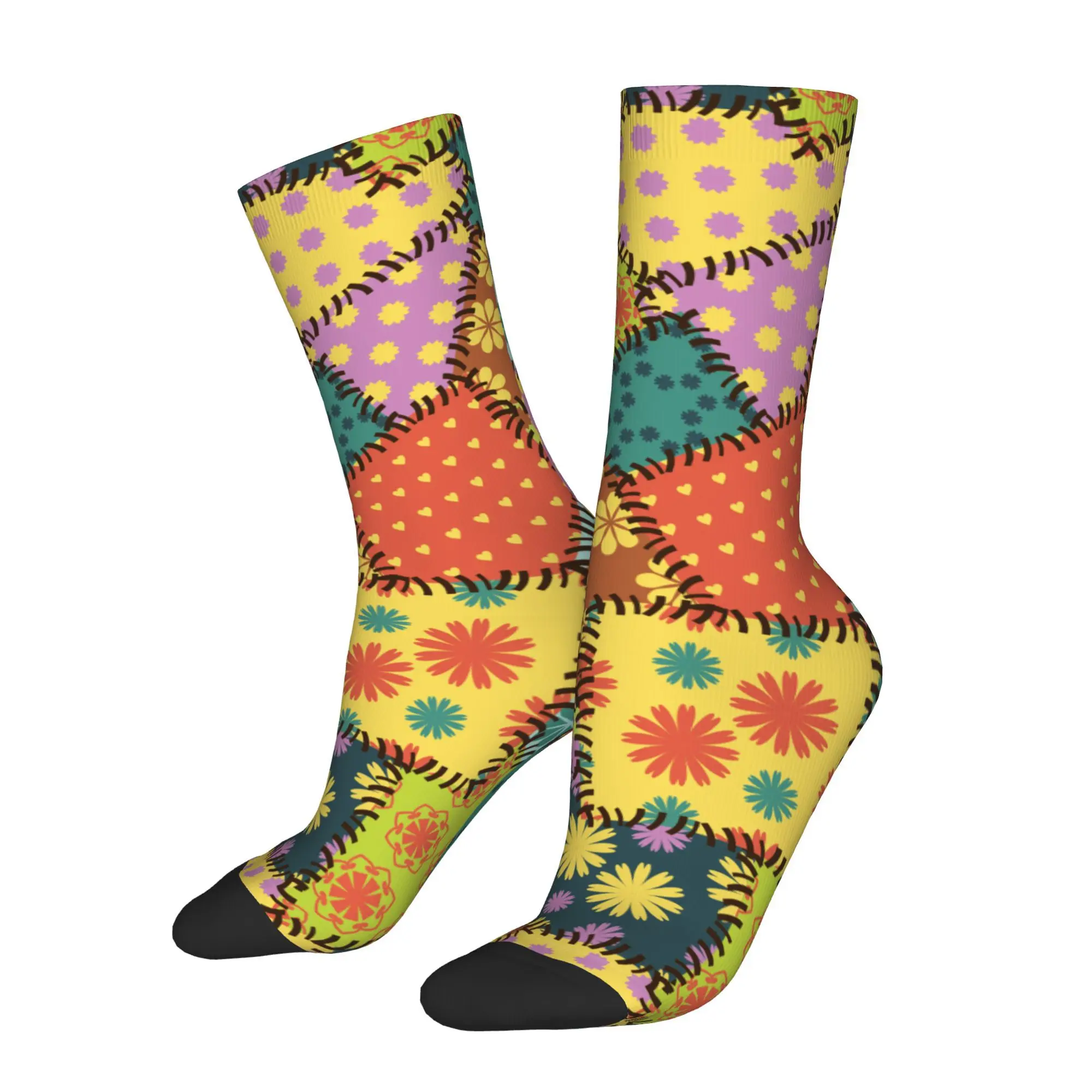 1pc Patchwork Patterns  Printed Men's Socks Novelty Hip Hop Harajuku Pattern Crew Sock Casual Gift
