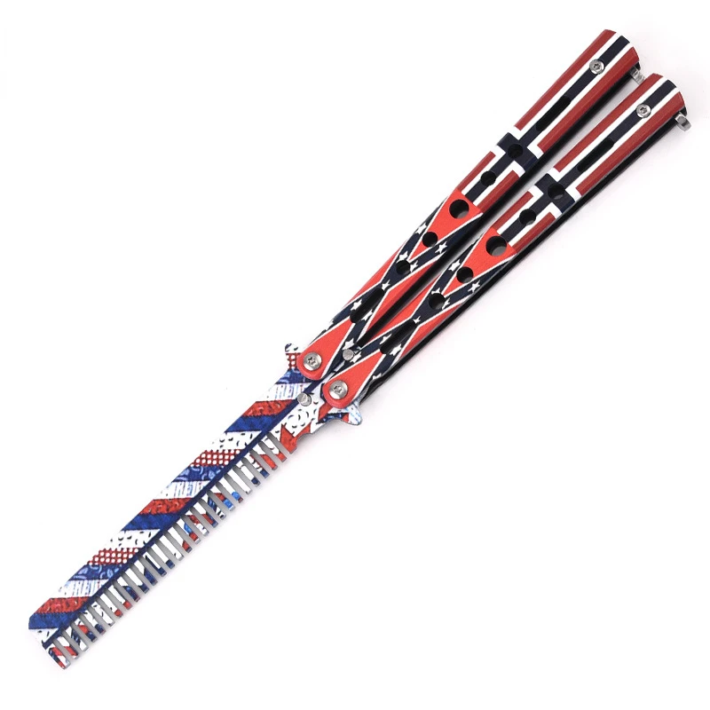 Foldable Comb Stainless Steel Practice Training Butterfly Knife Comb Beard Moustache Brushes Hairdressing Styling Tool