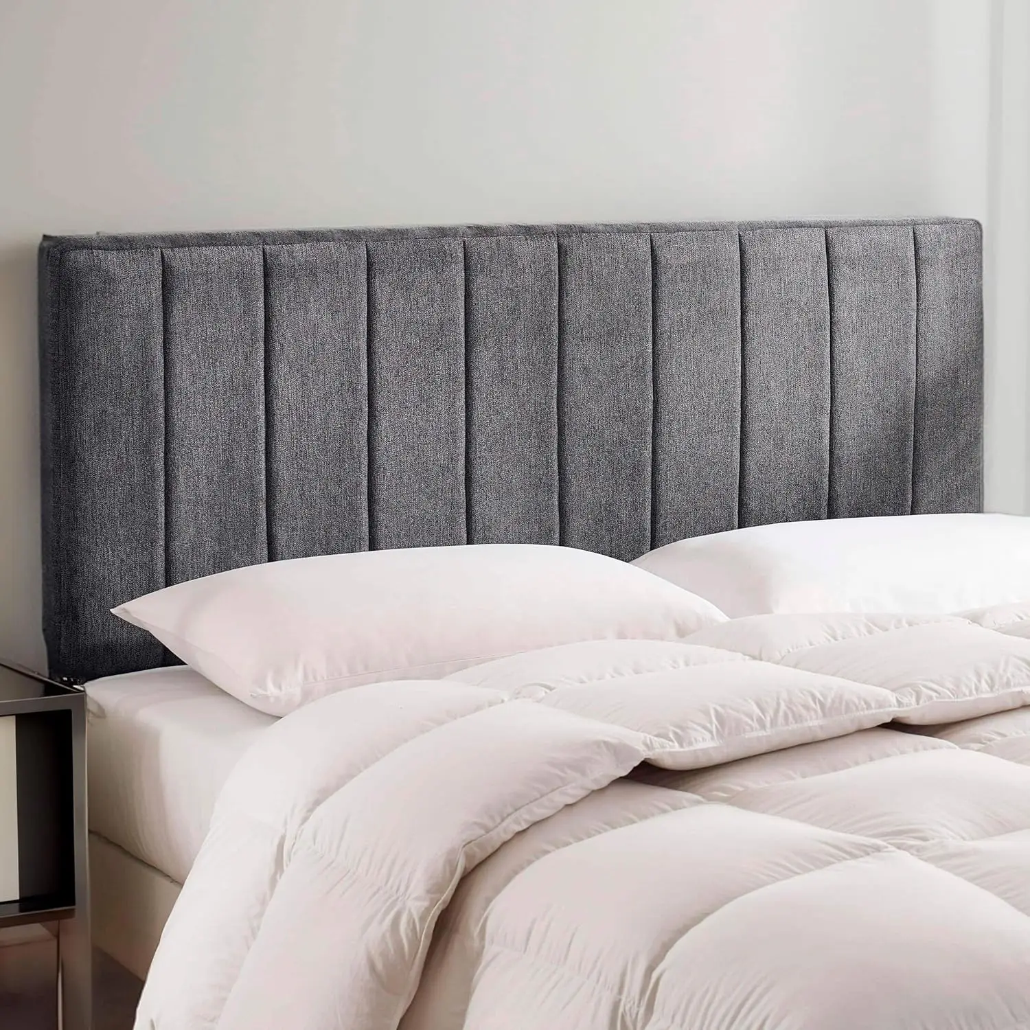 

King Size Upholstered Headboard with 3D Soundproof Panels - Easy Wall Mount, Grey