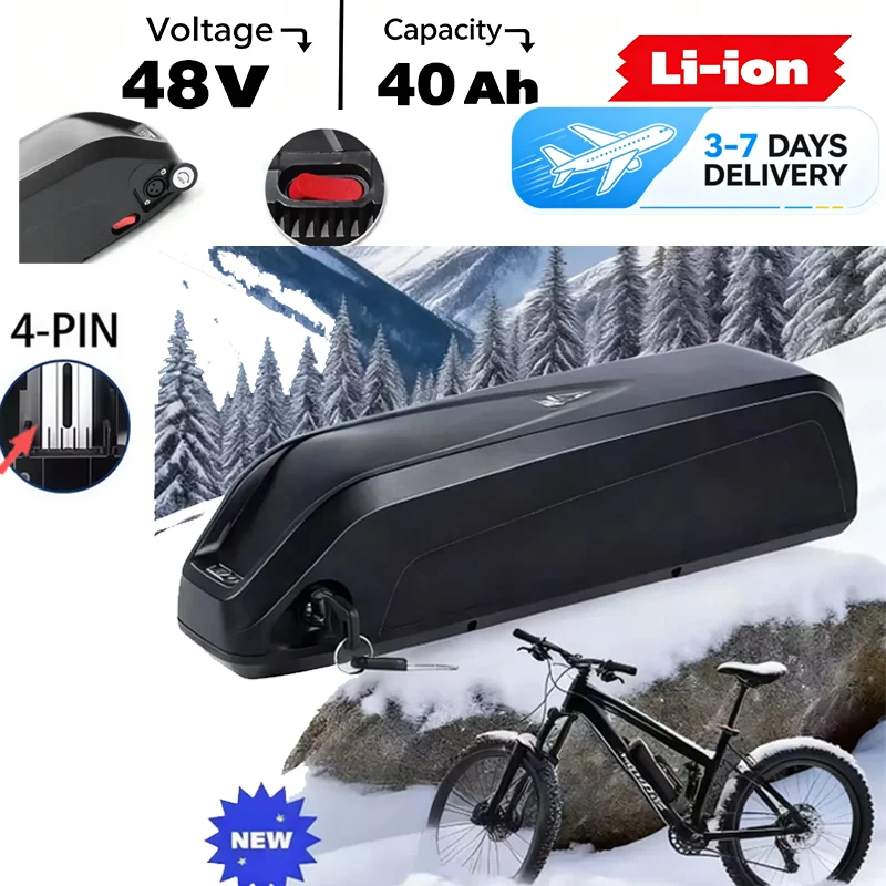 EU-Lager, schneller Versand. 48 V, 40.000 mAh, geeignet für Hailong-Akkupacks, Leistung 250 W bis 2000 W, 4-poliger Lithium-Akku für Elektrofahrräder mit Ladegerät, Ersatz-Lithium-Ionen-Akku für
