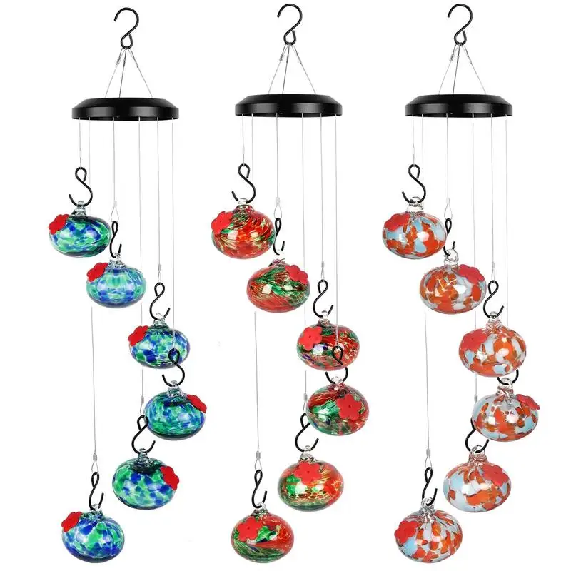 Outside Birdfeeder Hummingbird Feeders With Wind Chimes Leak-Proof Garden Decor Bee Guard And Bee Proof Garden Accessories