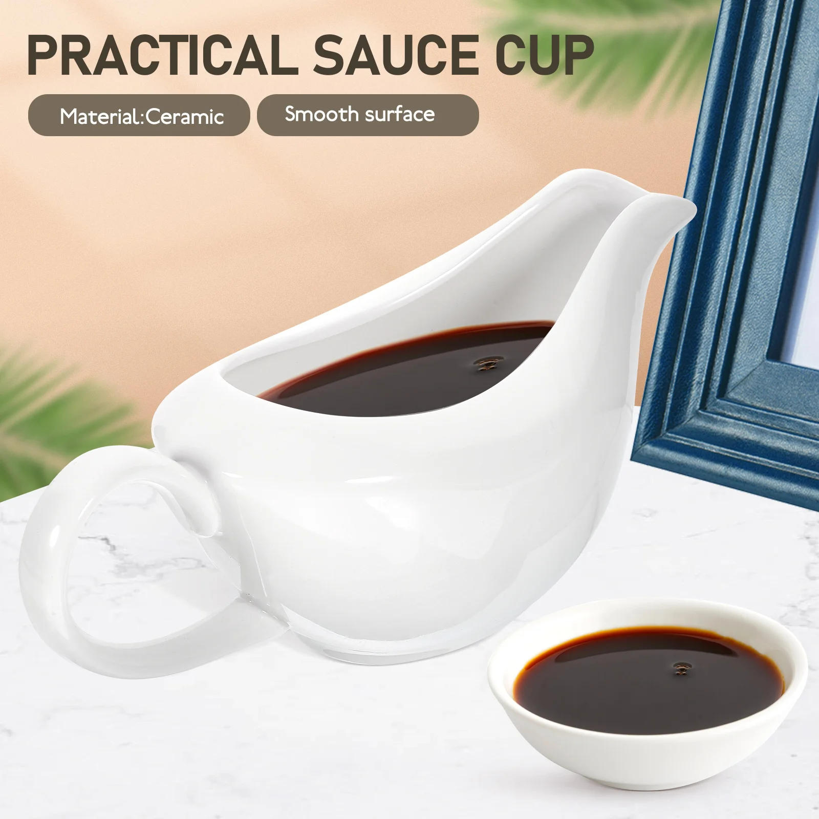 

Gold Rimmed Gravy Boat Ceramic Sauce Dispenser Elegant Pourer for Salad Dressing Broth Meat Gravy Cheese Dip Storage Solution