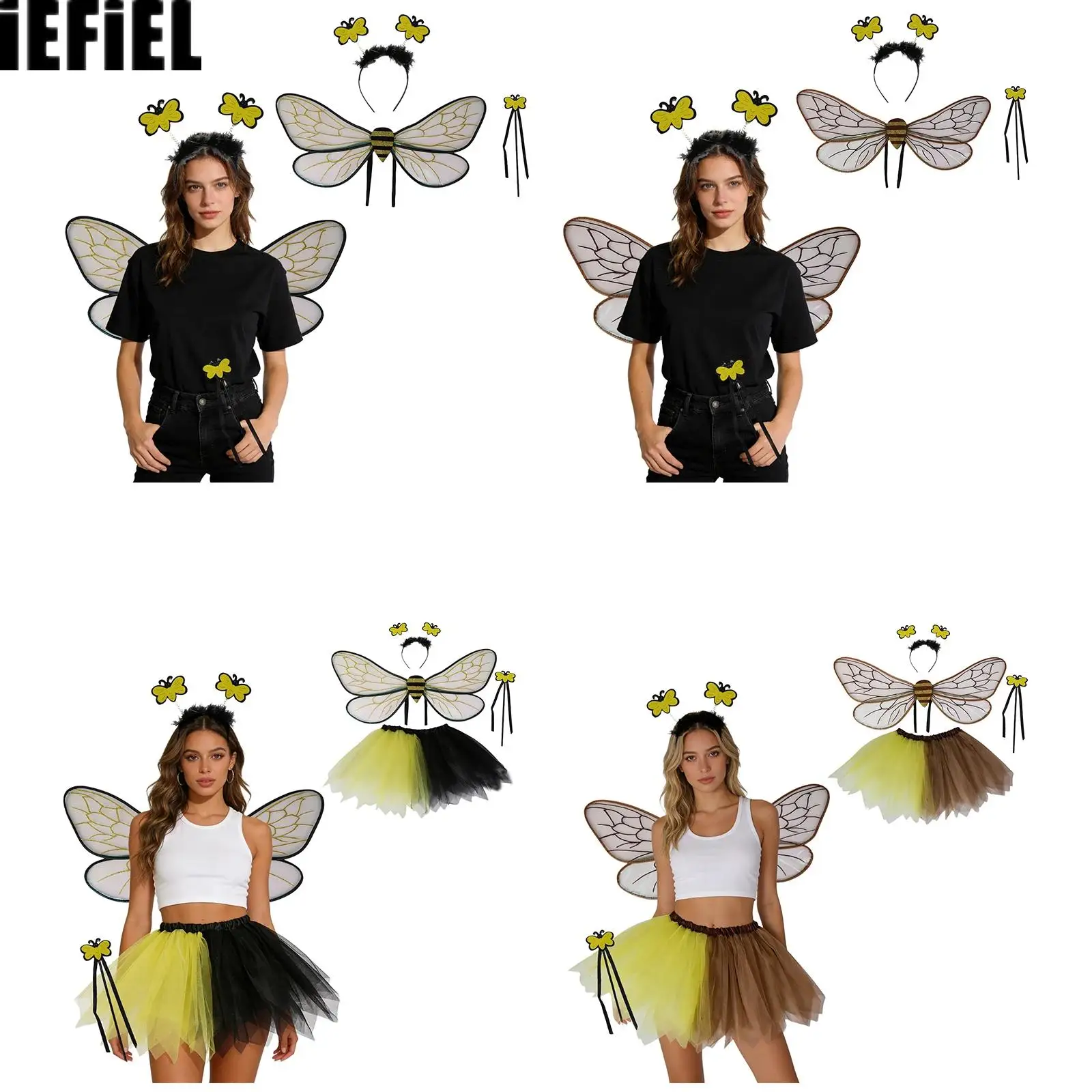 

Kids Adults Bee Wings with Antenna Headband Etc Costume Accessories for Halloween Festivals Cosplay Themed Events