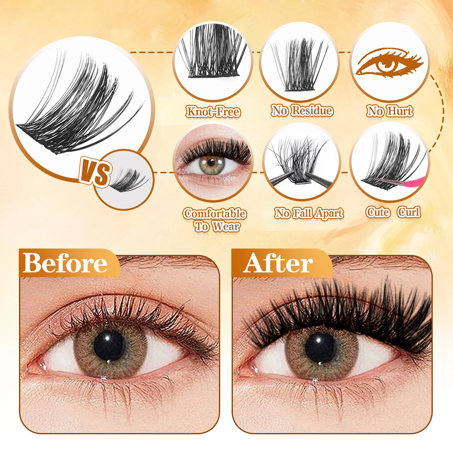 ボリュームラッシュキット – 究極のふわふわ感のための192個のクラスター！ パーティーレディな魅力で、目を引くメイクアップを演出しましょう