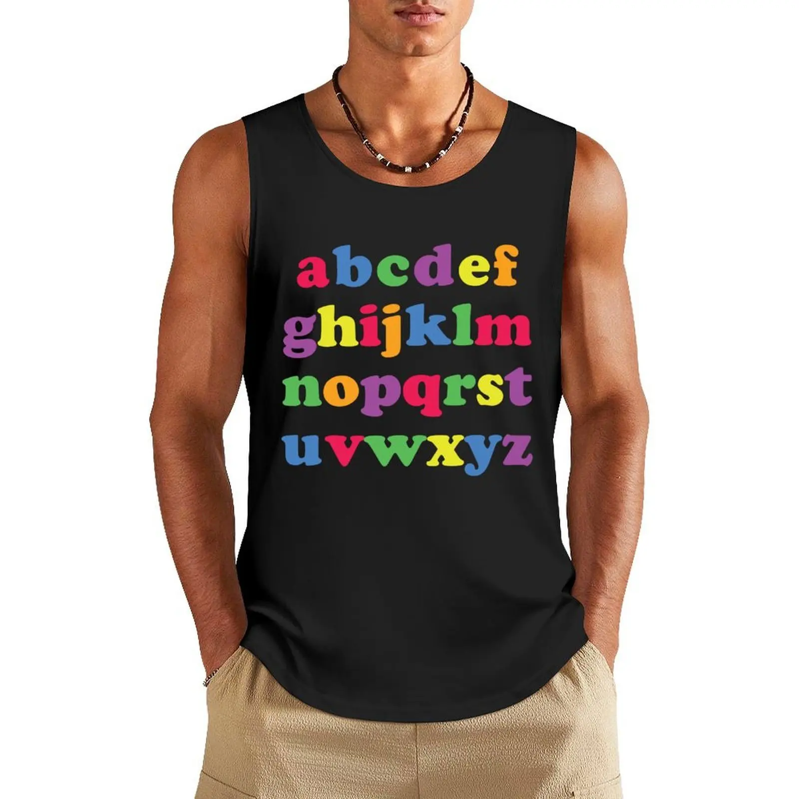 

Kids Color Alphabet Tank Top Men's t shirt Men's gym t-shirts tops