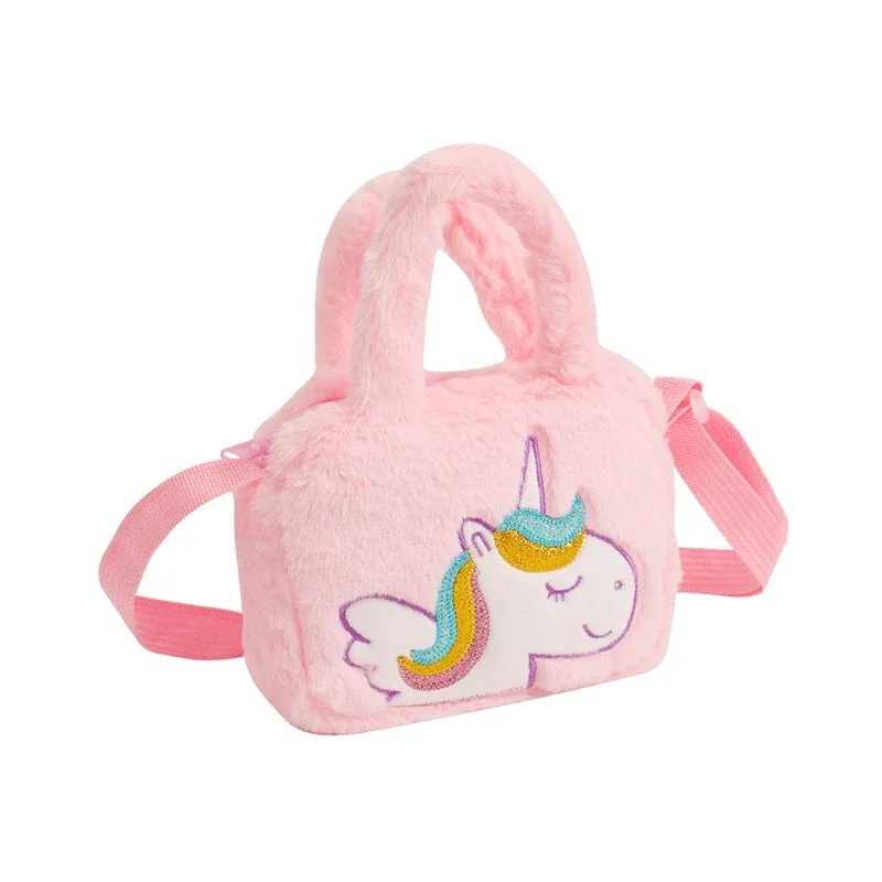 Kinder Plüsch Rucksack Cartoon Umhängetasche niedlichen Einhorn bestickte Handtasche Kindergarten Mädchen Snack-Tasche