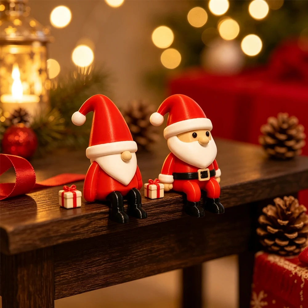 2PCS Christmas Santa Claus Collection Figurines,Sitting Decorations for Shelf Mantel Table Desk Home Office Decor Car Ornament