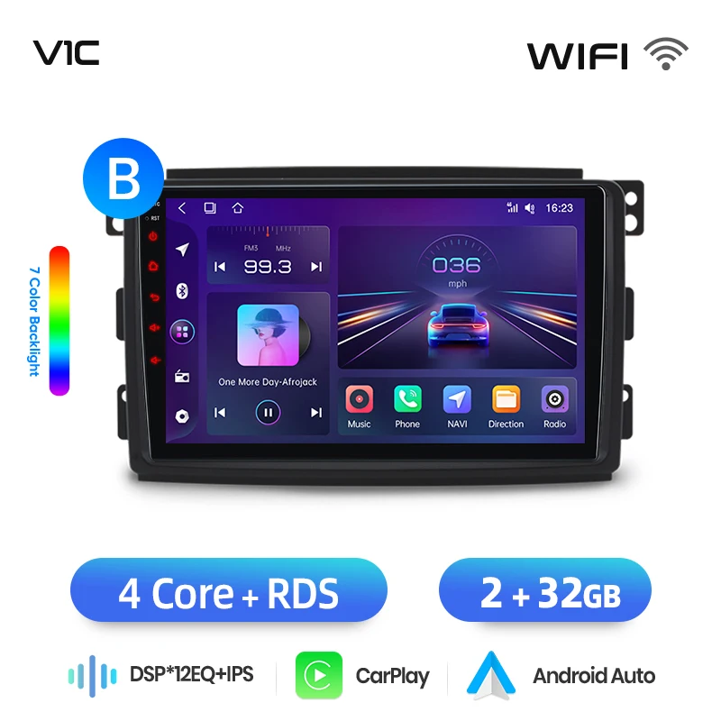 Junsun draadloze CarPlay Android Auto autoradio voor Smart Fortwo (W451) 2007-2014 met ingebouwde koelventilator, Android GPS navigatie, multimediaspeler, WiFi, DSP, RDS, BT, SWC, IPS touchscreen,