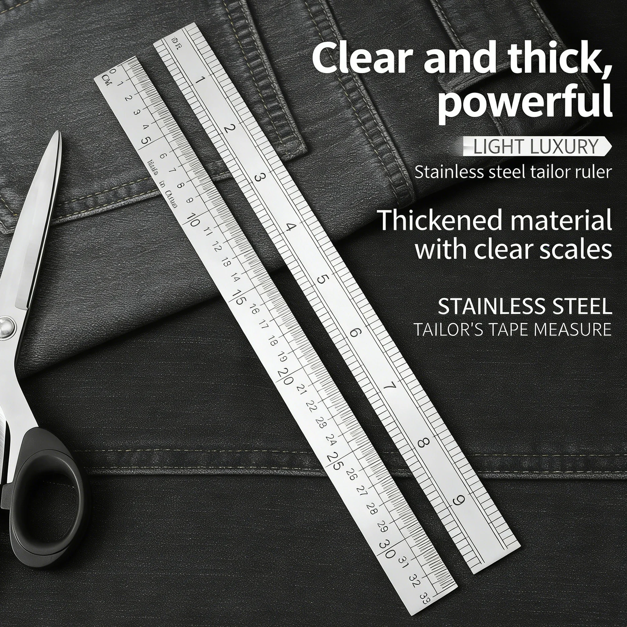 33cm Thickened Stainless Steel Tailor Ruler - Dual-Scale Measuring Tool for Sewing, Fabric Cutting & Garment Making