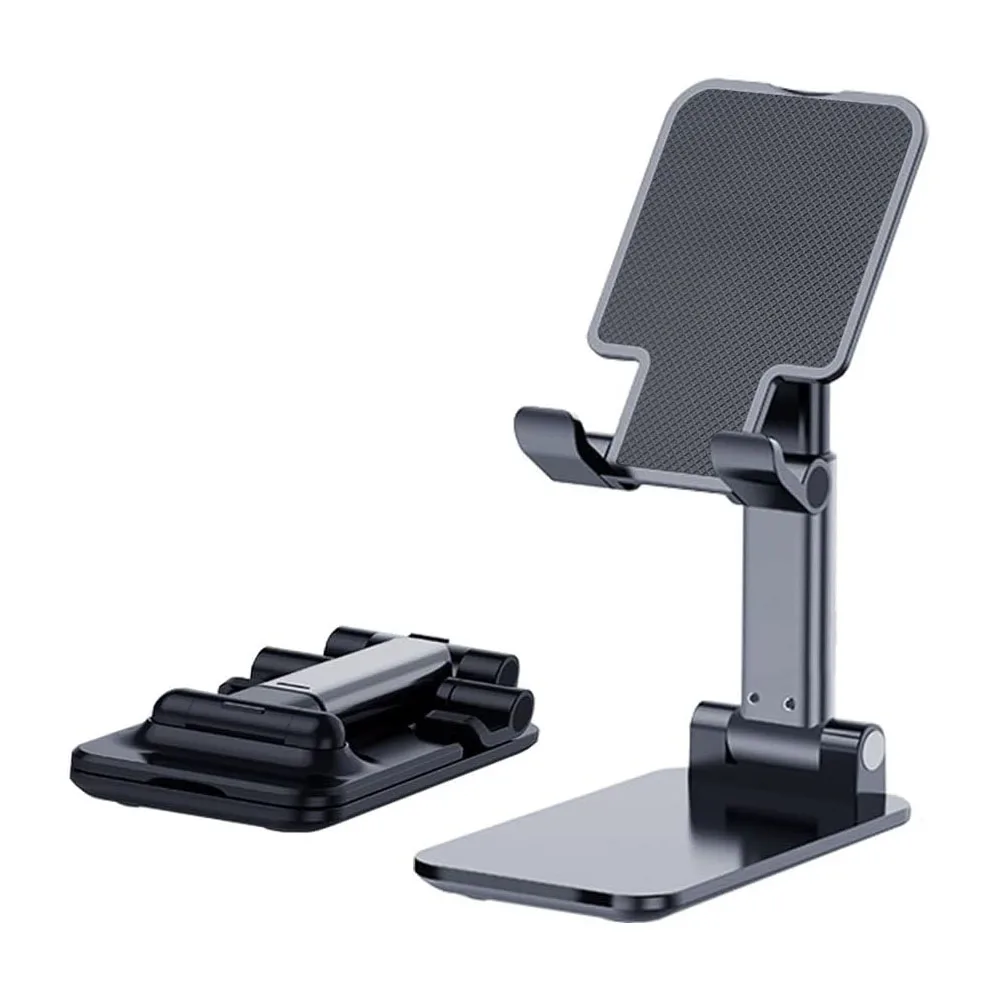 

Angle Height Adjustable Cell Phone Stand with Silicone Pad, Fully Foldable Desk Phone Holder Compatible with All Smartphones