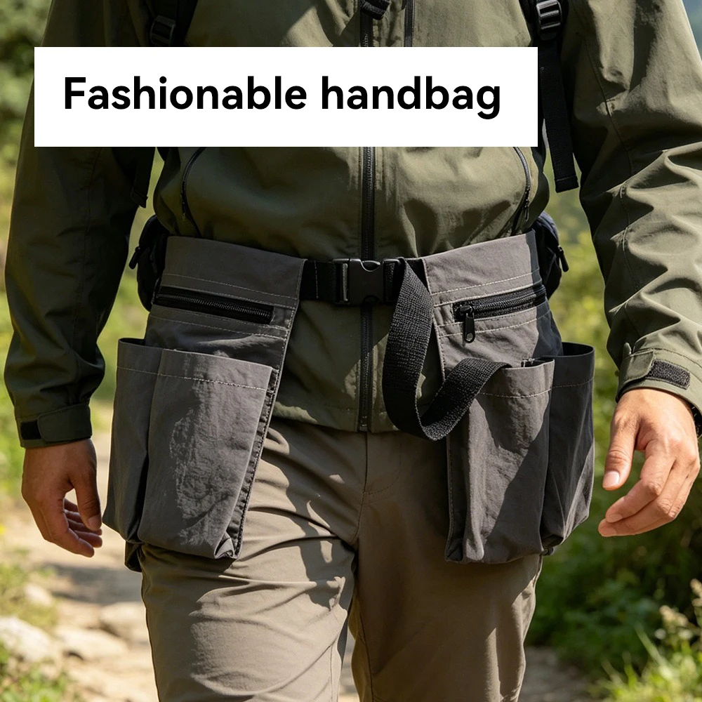 Outdoor hiking Multi-pocket waist bag short style woodworking gardening and hairdressing tool bag quick-drying half-body work cl