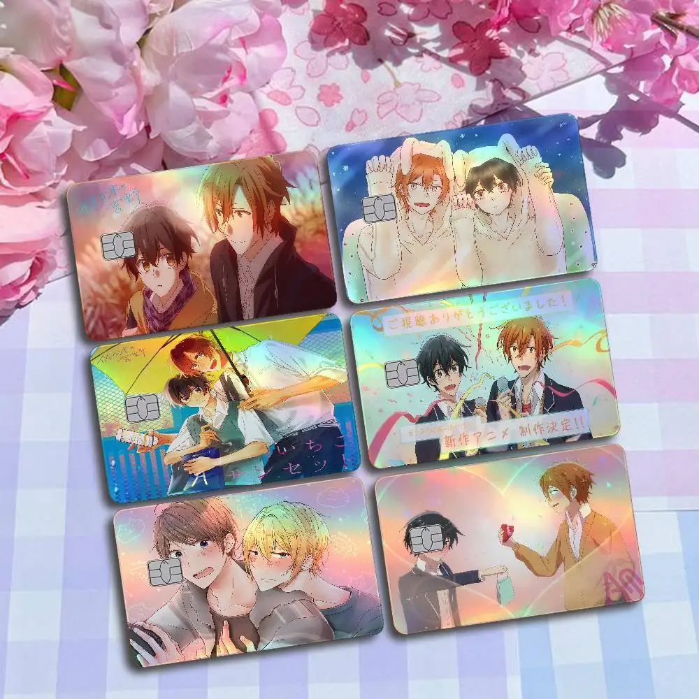 Sasaki To Miyano Laser Card Skin Stickers 4pcs/Set Waterproof Anti-Scratch Bank Card Protector Decal For Credit Cards