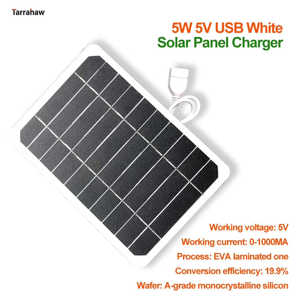 

Monocrystalline 5W USB Solar Panel Power Bank Mobile Phone Charger Photovoltaic Pate Outdoor Portable Emergency Charging Board