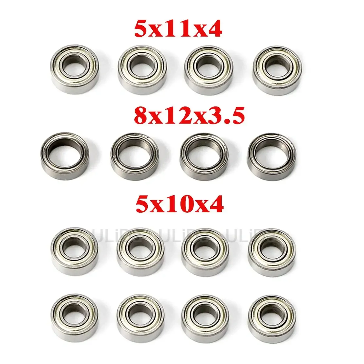 16PCS Ball Bearing 5x11x4mm 8x12x3.5mm 5x10x4mm for Tamiya TT02 1/10 RC Model Toys CAR accessories