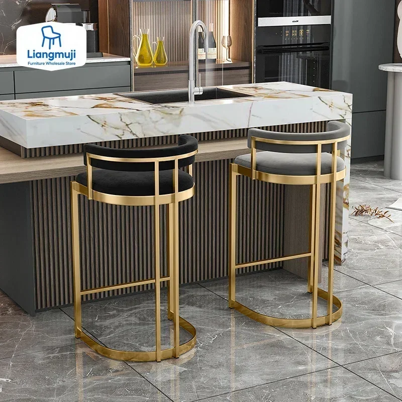 

European Metal Bar Stools Nordic Kitchen Home Dining Chairs Trendy Bedroom Muebles Para El Hogar Furniture Decoration bar chairs