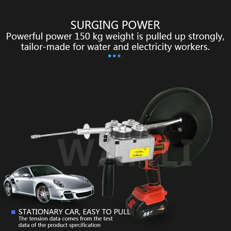 1pc Lithium Battery Threading Machine 40m/Min Electric Wire Tool Electrician Concealed Tube Fast Threading Device