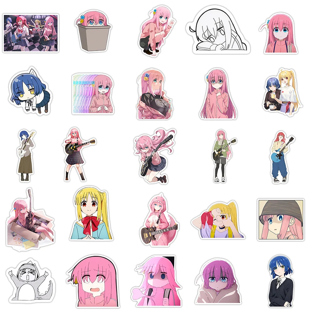 10/30/50Pcs Bocchi De Rots! Anime Stickers Schattige Cartoon Band Meisje Gotoh Hitori Sticker Waterfles Telefoon Laptop Graffiti Sticker