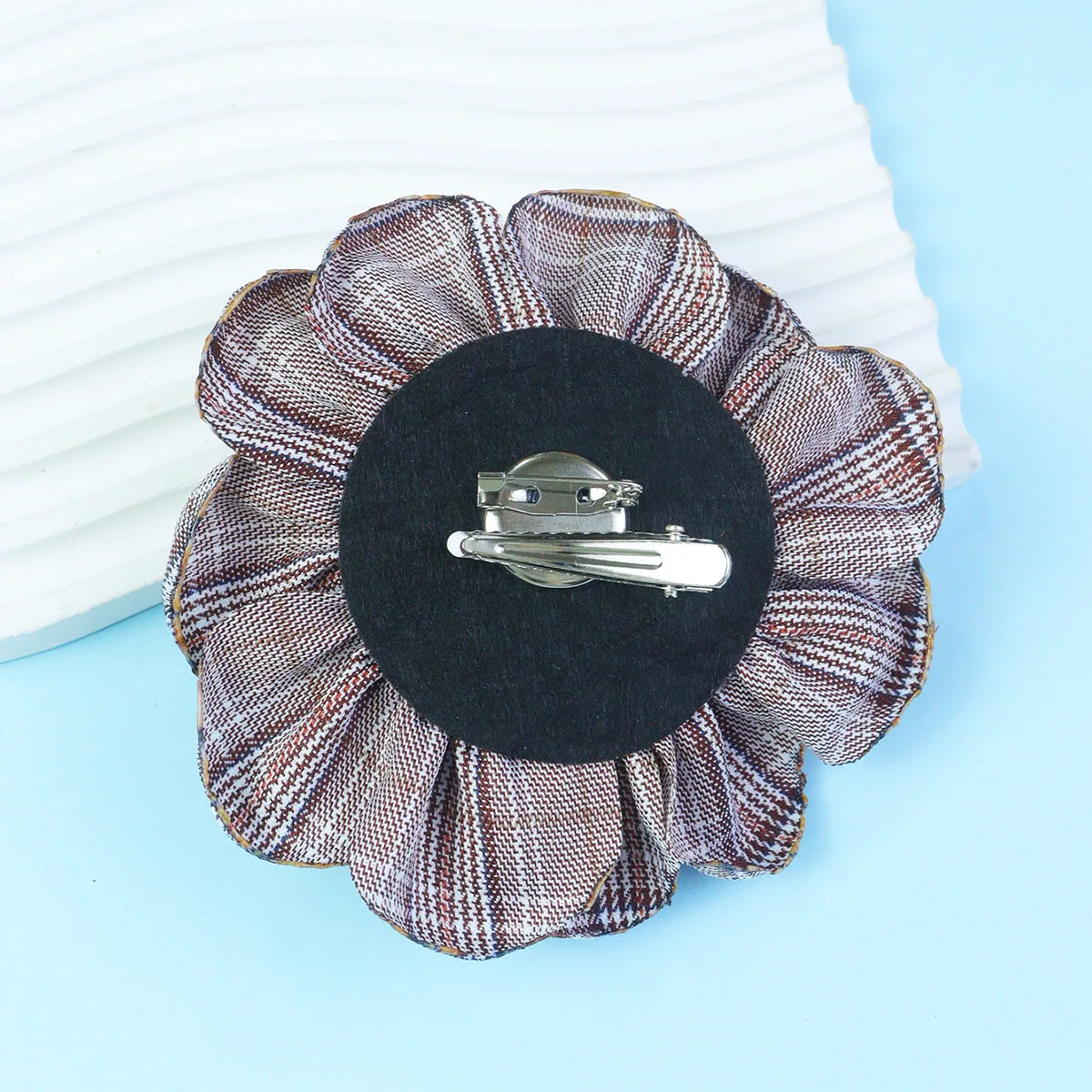 10CM Korean version of the British style color striped gingham sweet camellia brooch simple  with Brooch clothing accessories