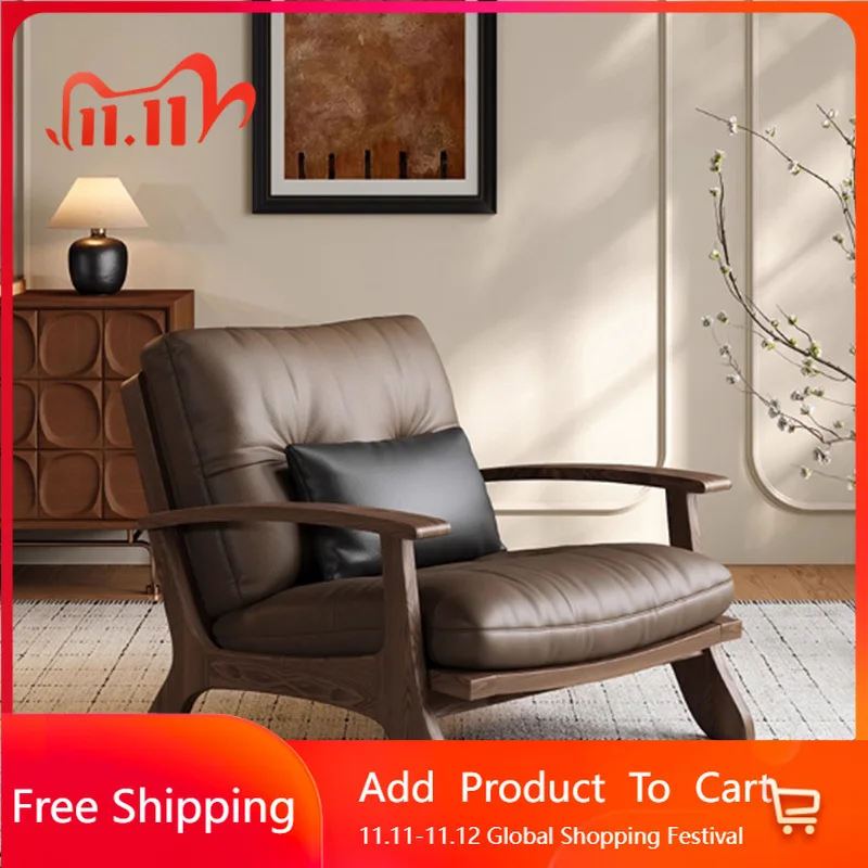 

Кожаные индивидуальные стулья для гостиной, офисный диван, деревянные стулья для гостиной, сад для чтения, удобная мебель для дома