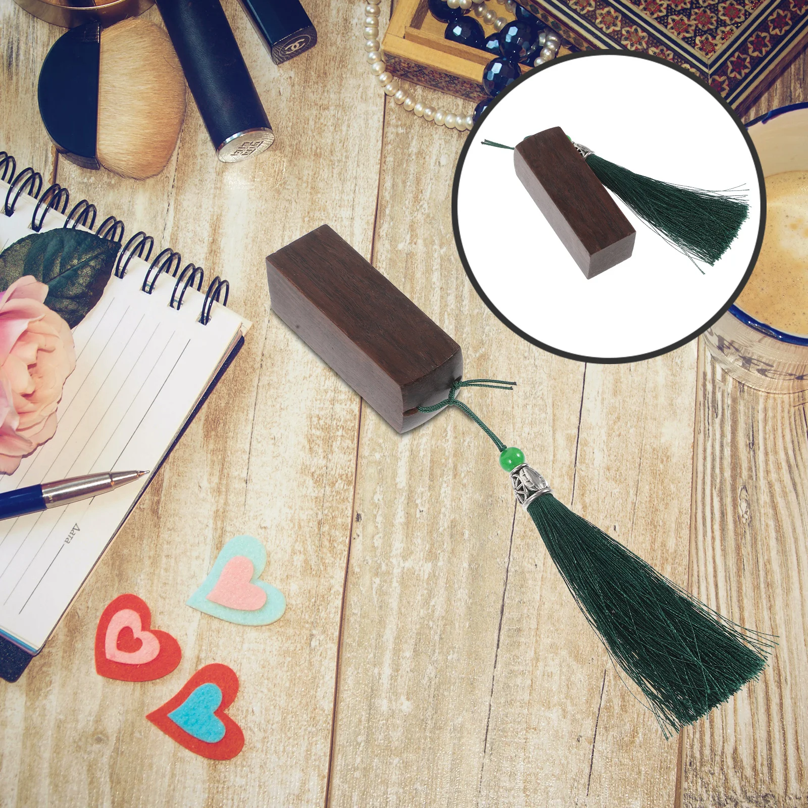 Natural Wood Carving Stamp Blank Stamp for Name Signature Practice DIY Handmade Crafts Art Supply with Tassel Decoration