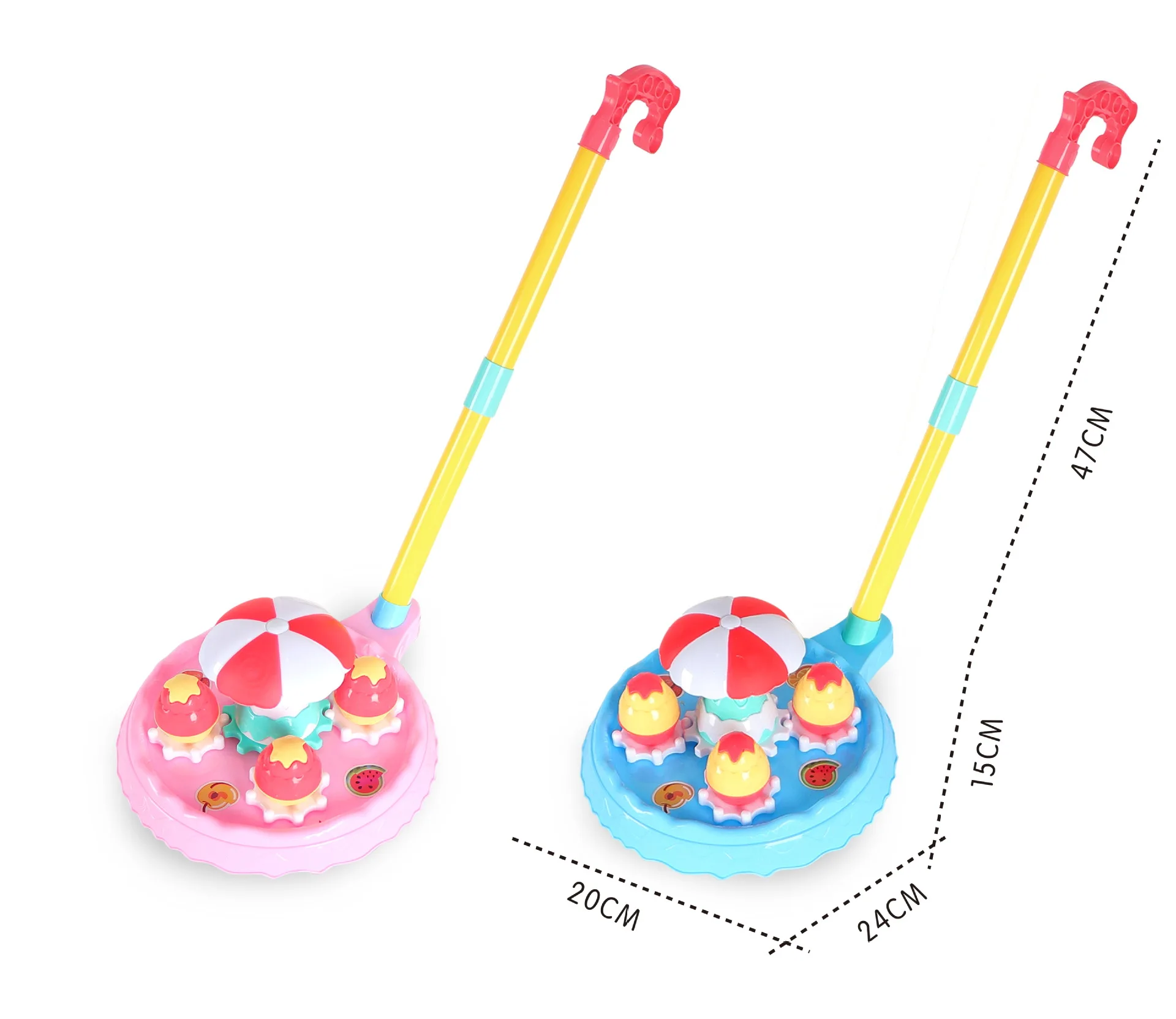 Jouets de poussette de dessin animé pour bébé, gâteau d'anniversaire mignon, hochet de barre unique, pousser une main, jouets de chariot pour enfants de 1 à 3 ans, créatif et amusant