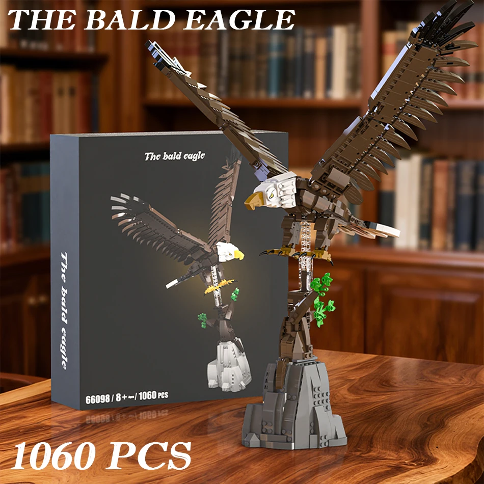 

MOC The Bald Eagle Building Blocks Character Flying Eagly Prime Eagle Animal Model Assembly Bricks Toys Ornament for Kids Gifts