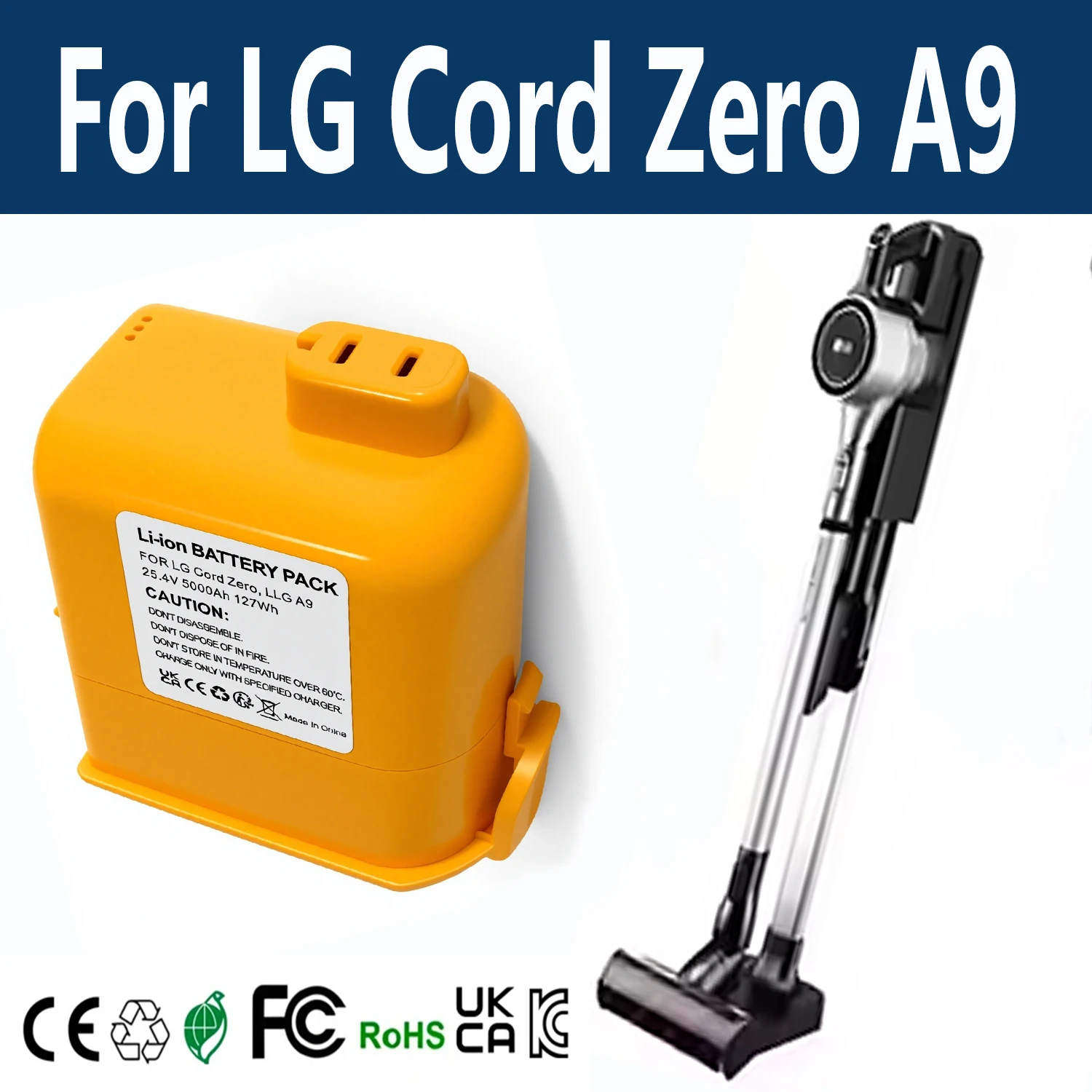 

For LG Cordzero A9 Cordless Vacuum Battery Compatible with EAC63382201 EAC63382202 EAC63382204 EAC63758601 Li-Ion Battery