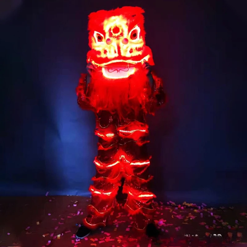 Lion dance props, LED single glowing lion dance, complete set of lion dance, southern  dance, bar atmosphere, dragon and