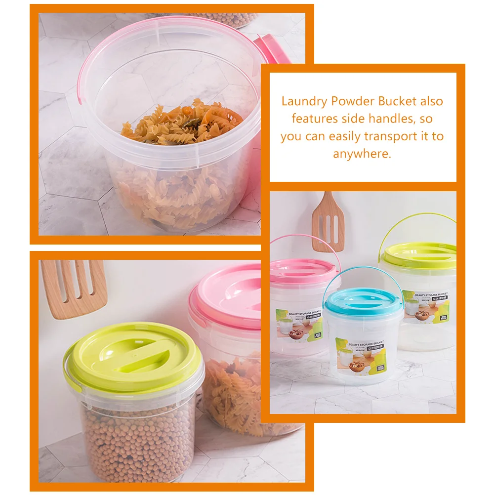 

Laundry Powder Holder Large 4000ml Plastic Bucket with Lid Side Handles Container Multipurpose Use for Detergent Storage