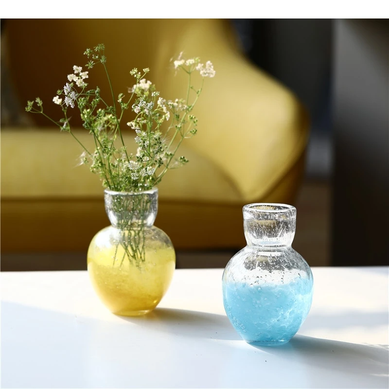 Lovely Bubble Glass Vase Small Flower Pots Table Decoration Flower Arrangement Hydroponics Floral Vases Room Aesthetic Decor