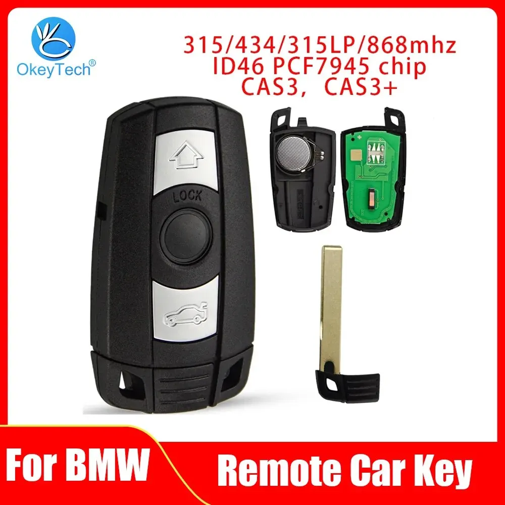 Klucz zdalnego sterowania OkeyTech do BMW CAS 3 System 1 3 5 Series ID46 PCF7945 Chip 315/434/868 Mhz Auto Key