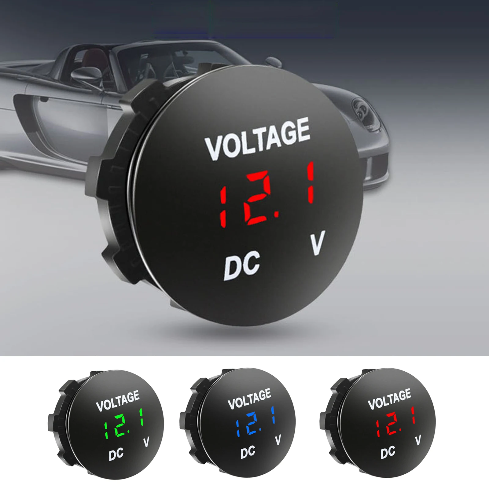 1PC Digital Voltmeter LED Digital Display Circular Voltmeter Car VoltageMeter 12-24V Digital Display Voltmeter