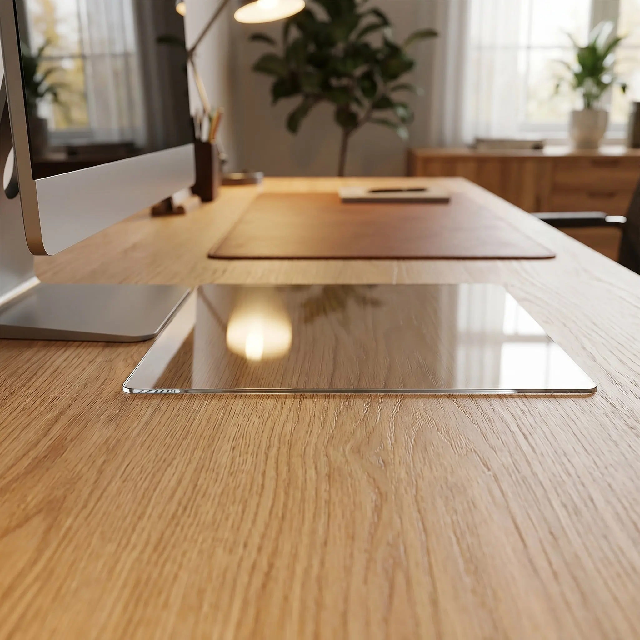 Glass Mousepad 14.17x12.60 Gaming Mouse Pad Smooth Glide Tempered Glass Precision Control Antislip Desk Mat for Office