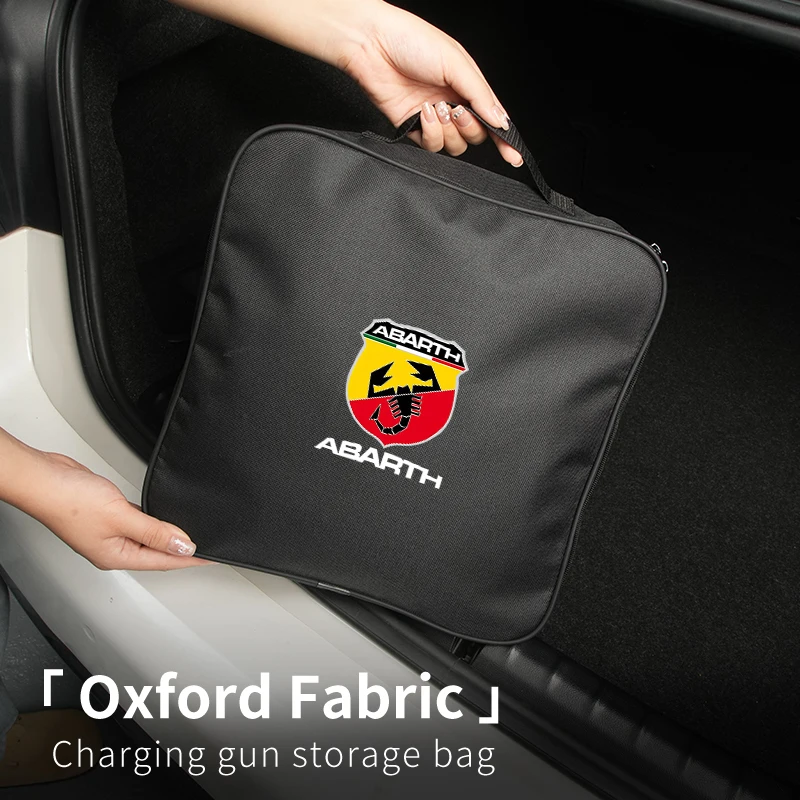 Car Charging Gun Storage Bag Trunk Cable Tools Pouch Accessories For Fiat Abarth Grande Punto Tipo Stilo Ducato Palio 500x Bravo